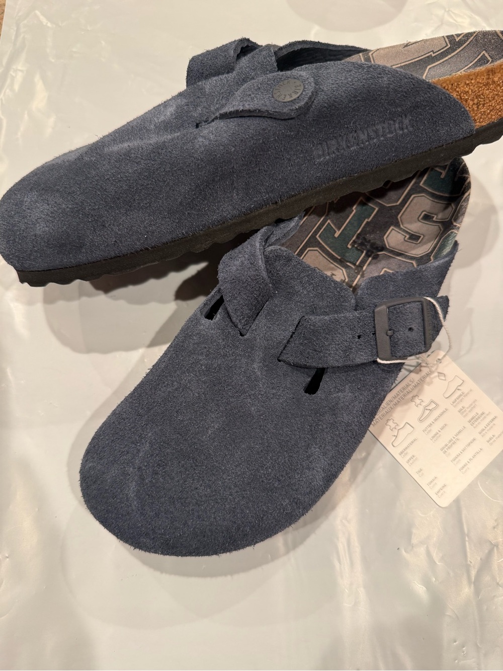 Birkenstock Boston varsity Suede Clog Mule in new navy Blue new in box